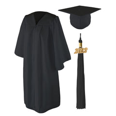 Class Act Graduation Adult Unisex Matte Graduation Cap and Gown with Tassel and 2022 Gold Charm - Small Sizes