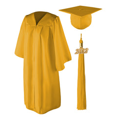 Class Act Graduation Adult Unisex Matte Graduation Cap and Gown with Tassel and 2022 Gold Charm - Plus Sizes