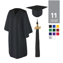 Class Act Graduation Adult Unisex Matte Graduation Cap and Gown with Tassel and 2022 Gold Charm - Large Sizes