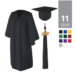 Class Act Graduation Adult Unisex Matte Graduation Cap and Gown with Tassel and 2022 Gold Charm - Small Sizes